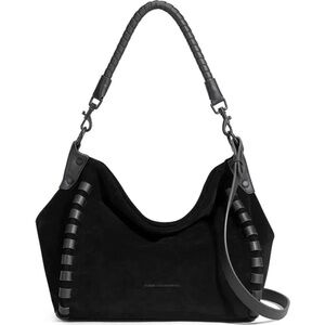 Aimee Kestenberg Zen Leather Hobo Black Suede | Convertible Shoulder & Crossbody